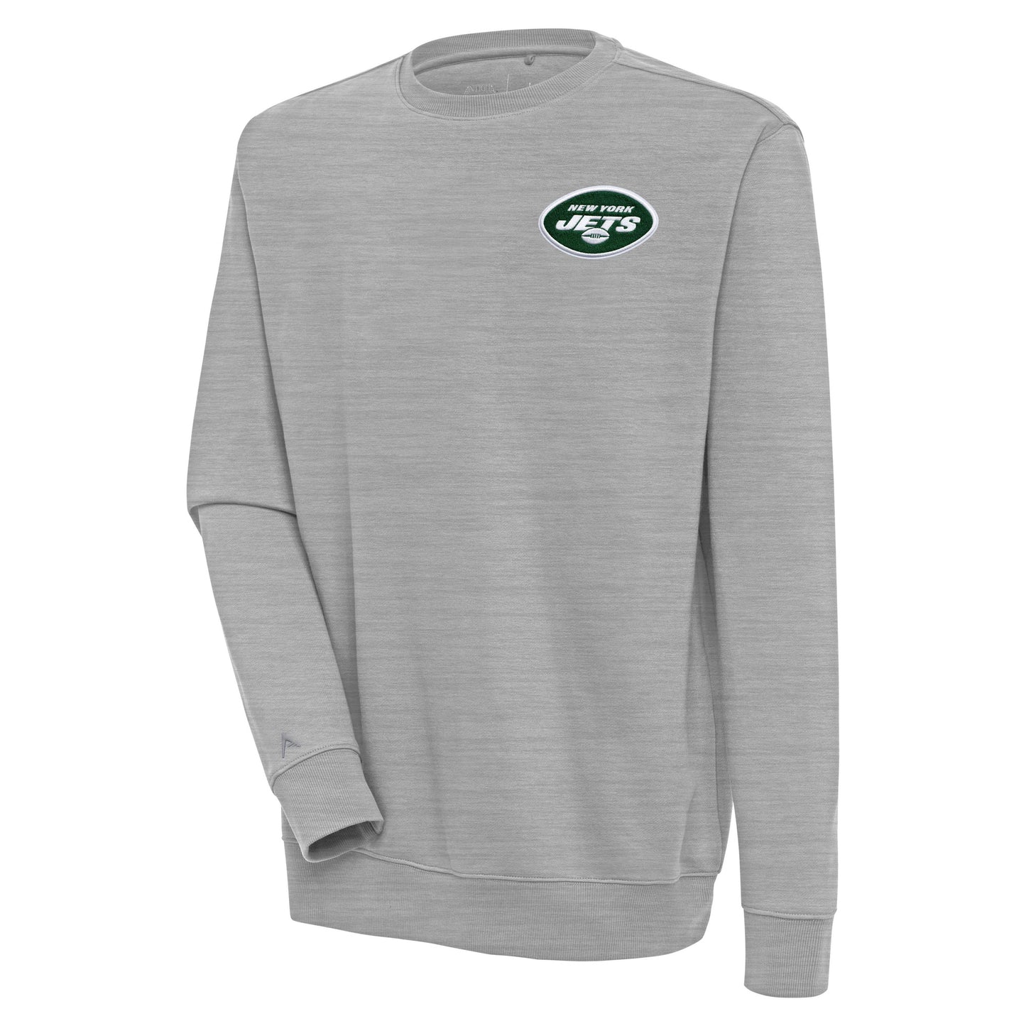 Men's Antigua  Heather Gray New York Jets Victory Pullover Sweatshirt