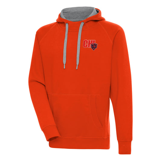 Men's Antigua  Orange Chicago Bears Victory Pullover Hoodie