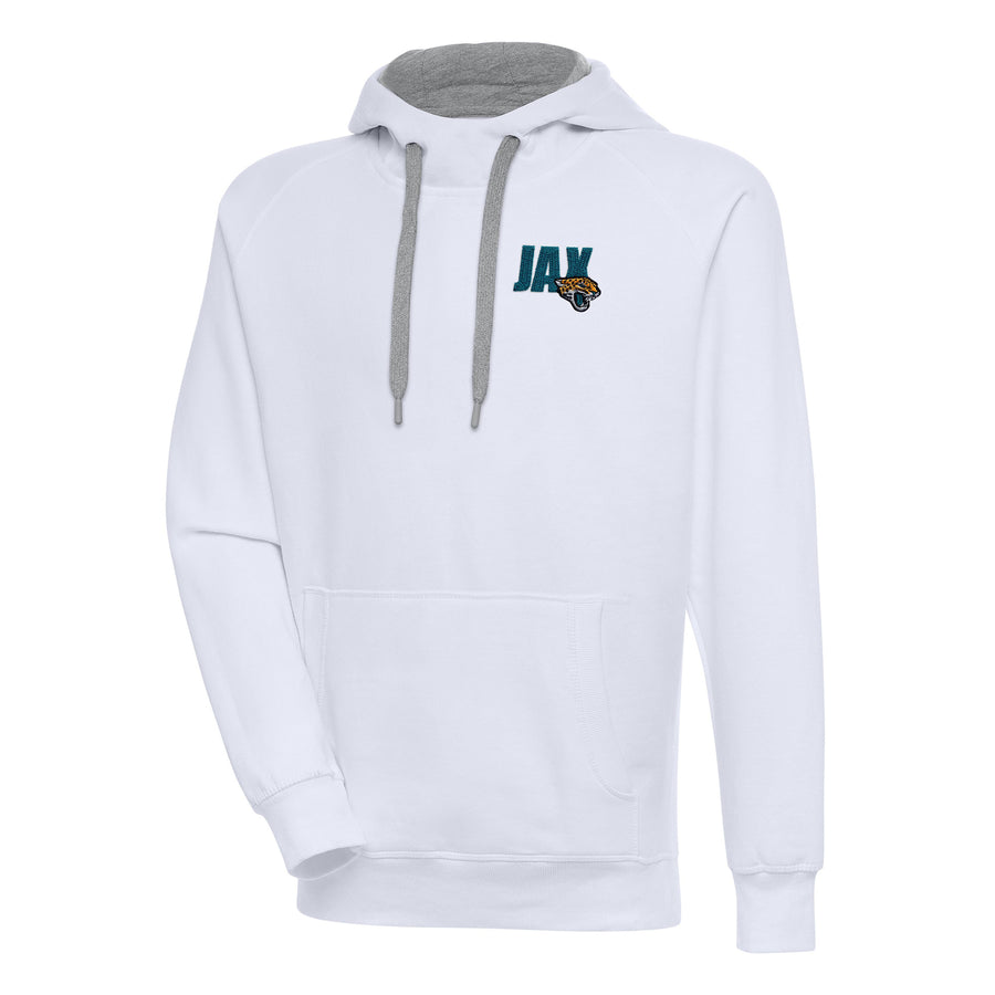 Men's Antigua  White Jacksonville Jaguars Victory Pullover Hoodie