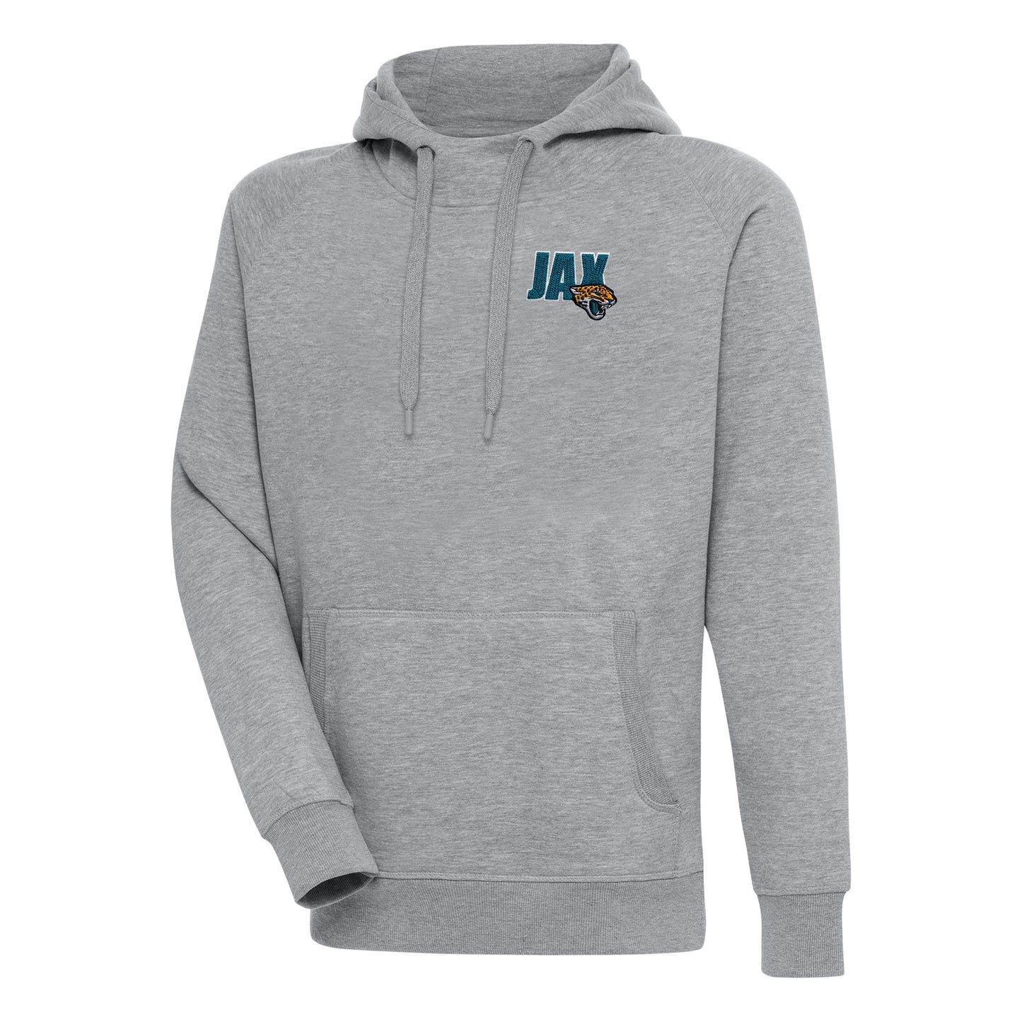 Men's Antigua  Heather Gray Jacksonville Jaguars Victory Pullover Hoodie