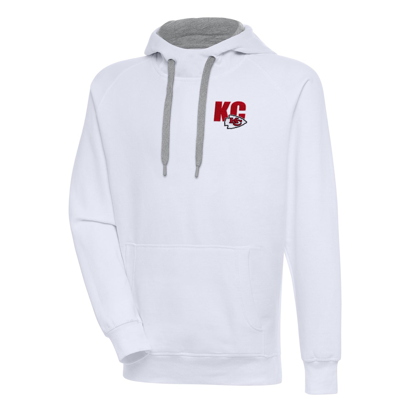 Men's Antigua  White Kansas City Chiefs Victory Pullover Hoodie