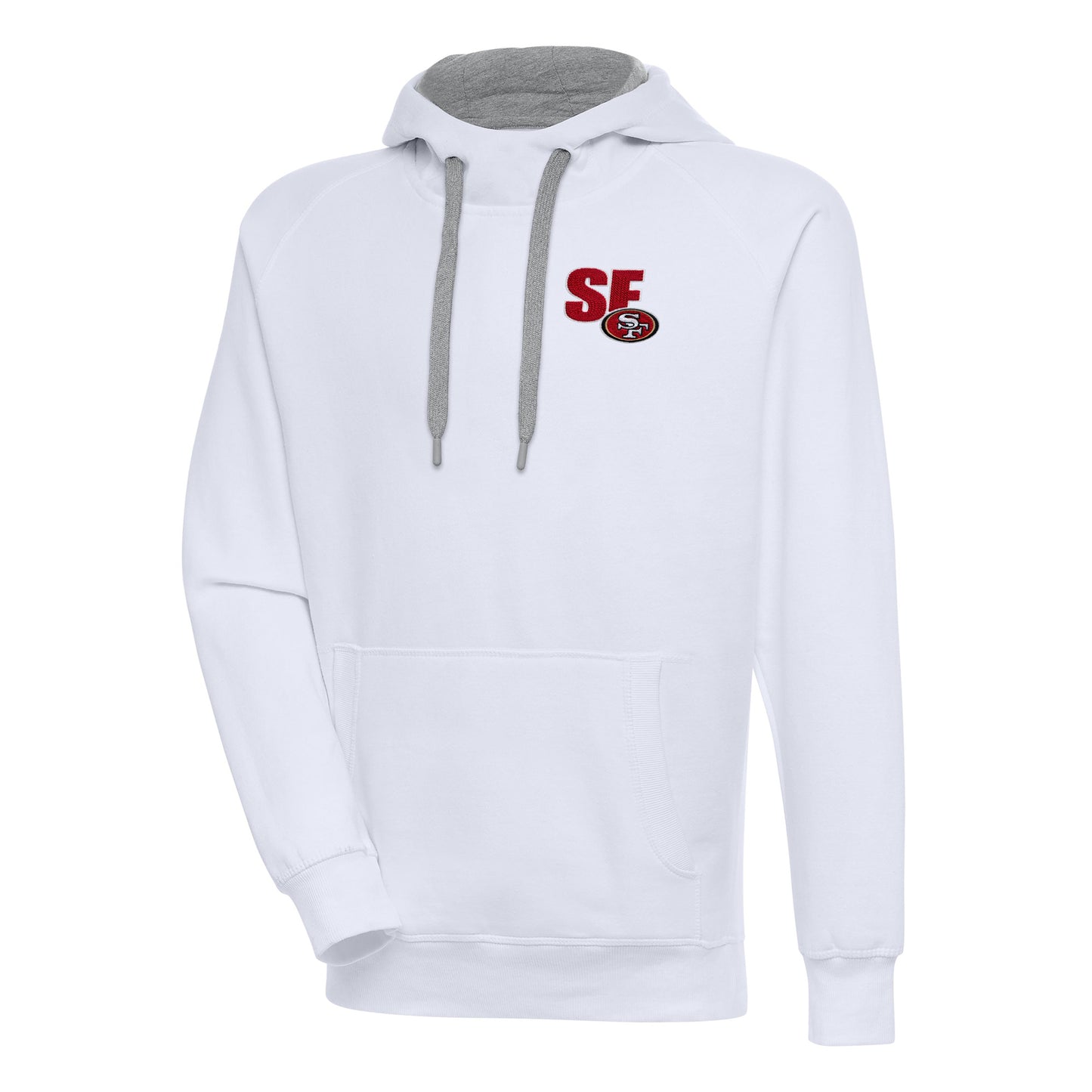 Men's Antigua  White San Francisco 49ers Victory Pullover Hoodie