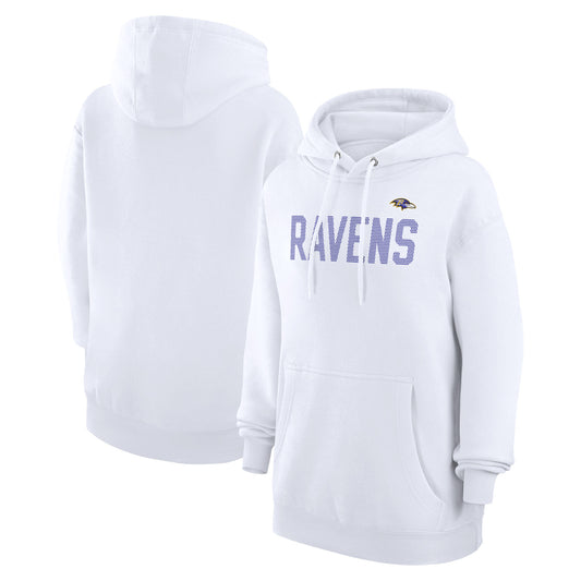 Women's G-III 4Her by Carl Banks  White Baltimore Ravens Dot Print Pullover Hoodie