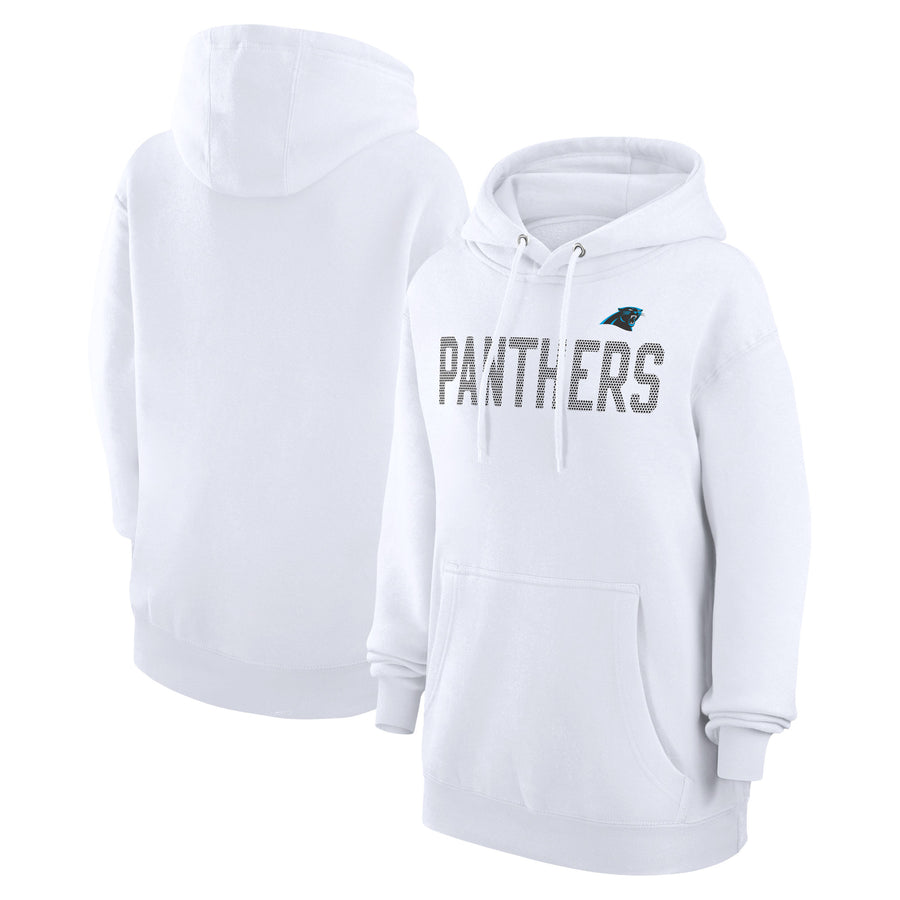 Women's G-III 4Her by Carl Banks  White Carolina Panthers Dot Print Pullover Hoodie