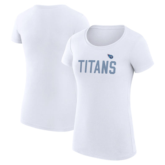 Women's G-III 4Her by Carl Banks White Tennessee Titans Dot Print Lightweight Fitted T-Shirt