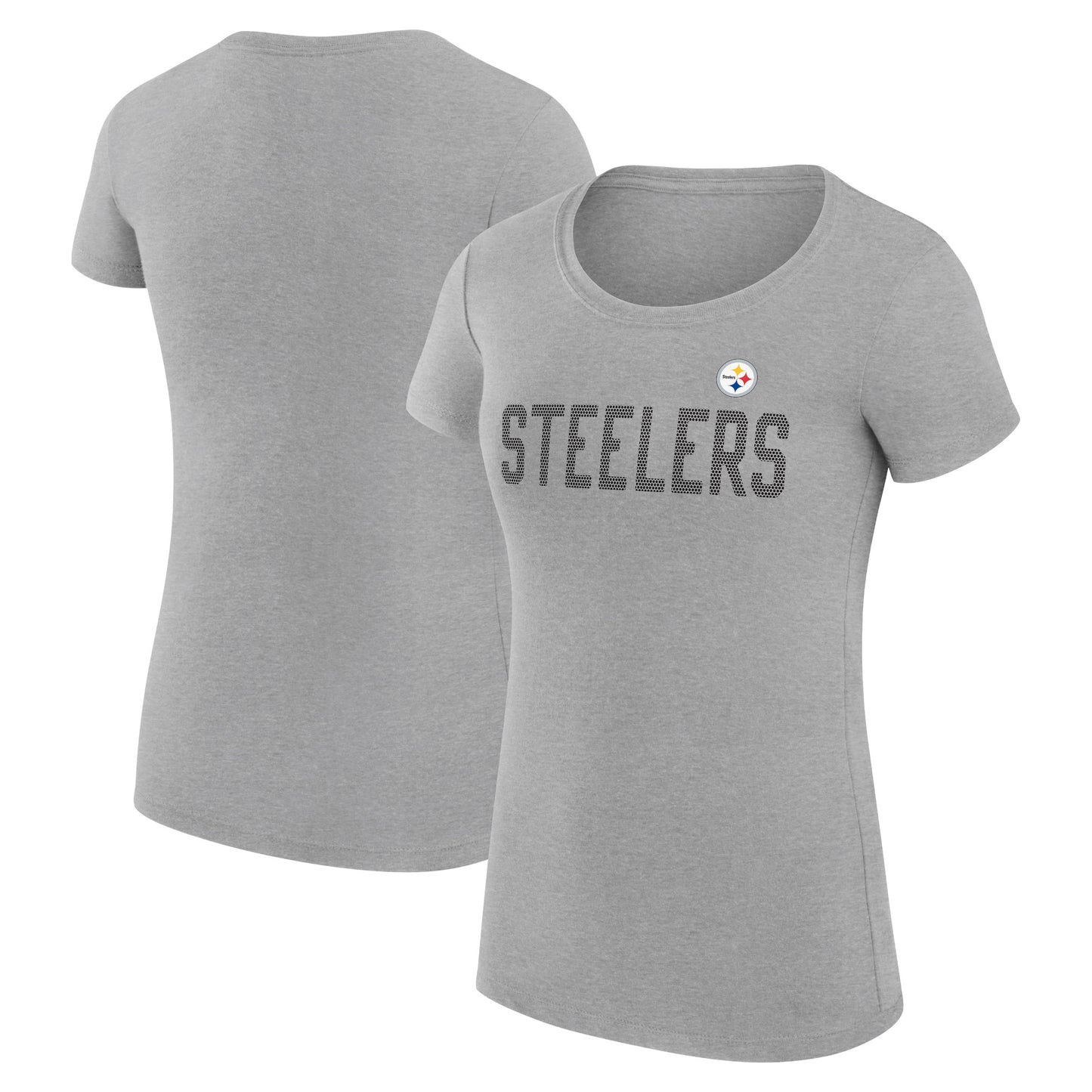 Women's G-III 4Her by Carl Banks Heather Gray Pittsburgh Steelers Dot Print Lightweight Fitted T-Shirt