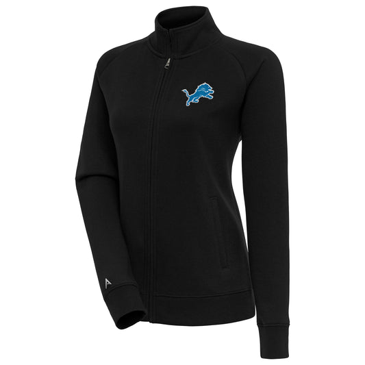 Women's Antigua  Black Detroit Lions Victory Full-Zip Jacket