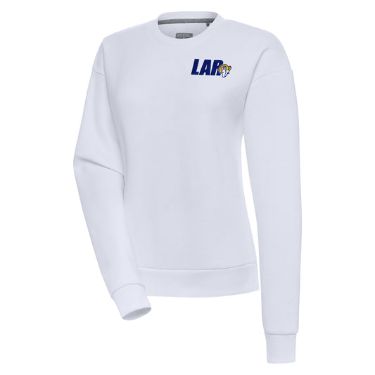 Women's Antigua Bone Los Angeles Rams Victory Pullover Sweatshirt