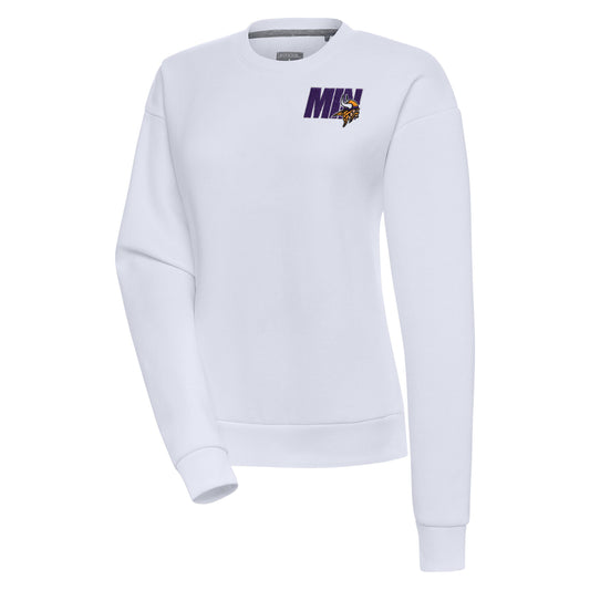 Women's Antigua  White Minnesota Vikings Victory Pullover Sweatshirt