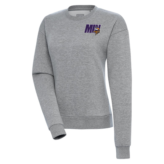 Women's Antigua  Heather Gray Minnesota Vikings Victory Pullover Sweatshirt