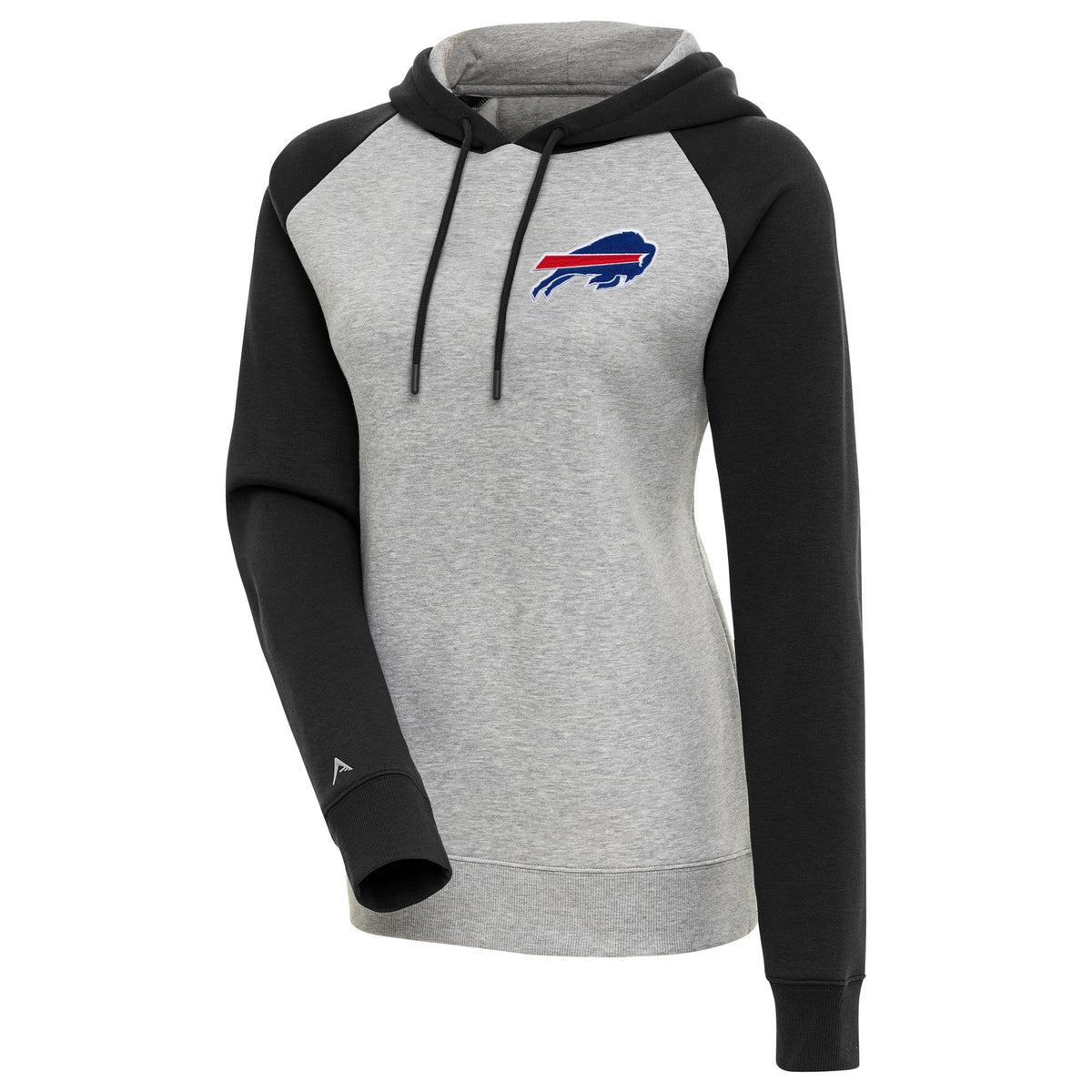 Women's Antigua  Heather Gray/Black Buffalo Bills Victory Raglan Sleeve Pullover Hoodie