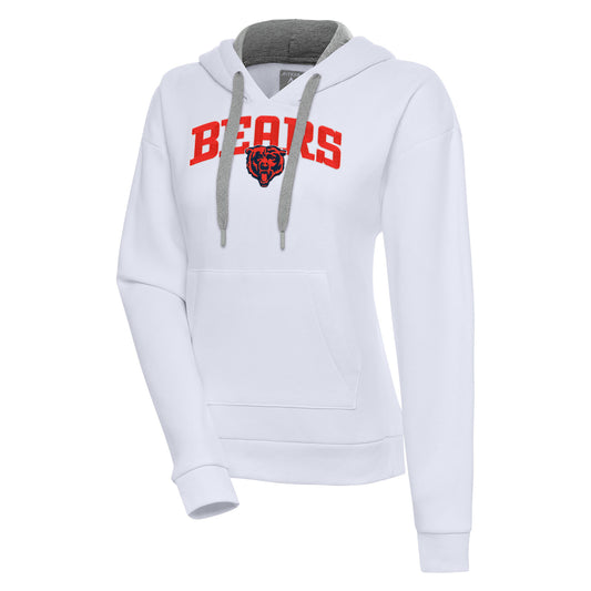 Women's Antigua  White Chicago Bears Victory Chenille Pullover Hoodie