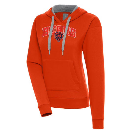Women's Antigua  Orange Chicago Bears Victory Chenille Pullover Hoodie