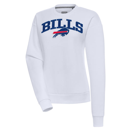 Women's Antigua  White Buffalo Bills Victory Chenille Pullover Sweatshirt