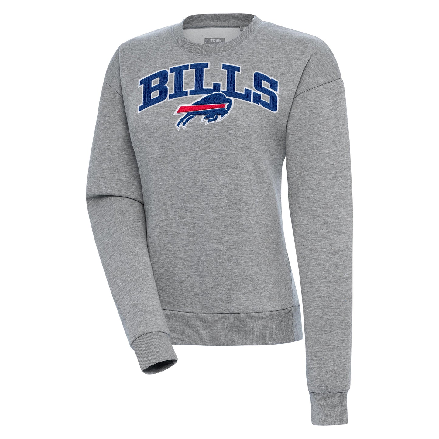 Women's Antigua  Heather Gray Buffalo Bills Victory Chenille Pullover Sweatshirt