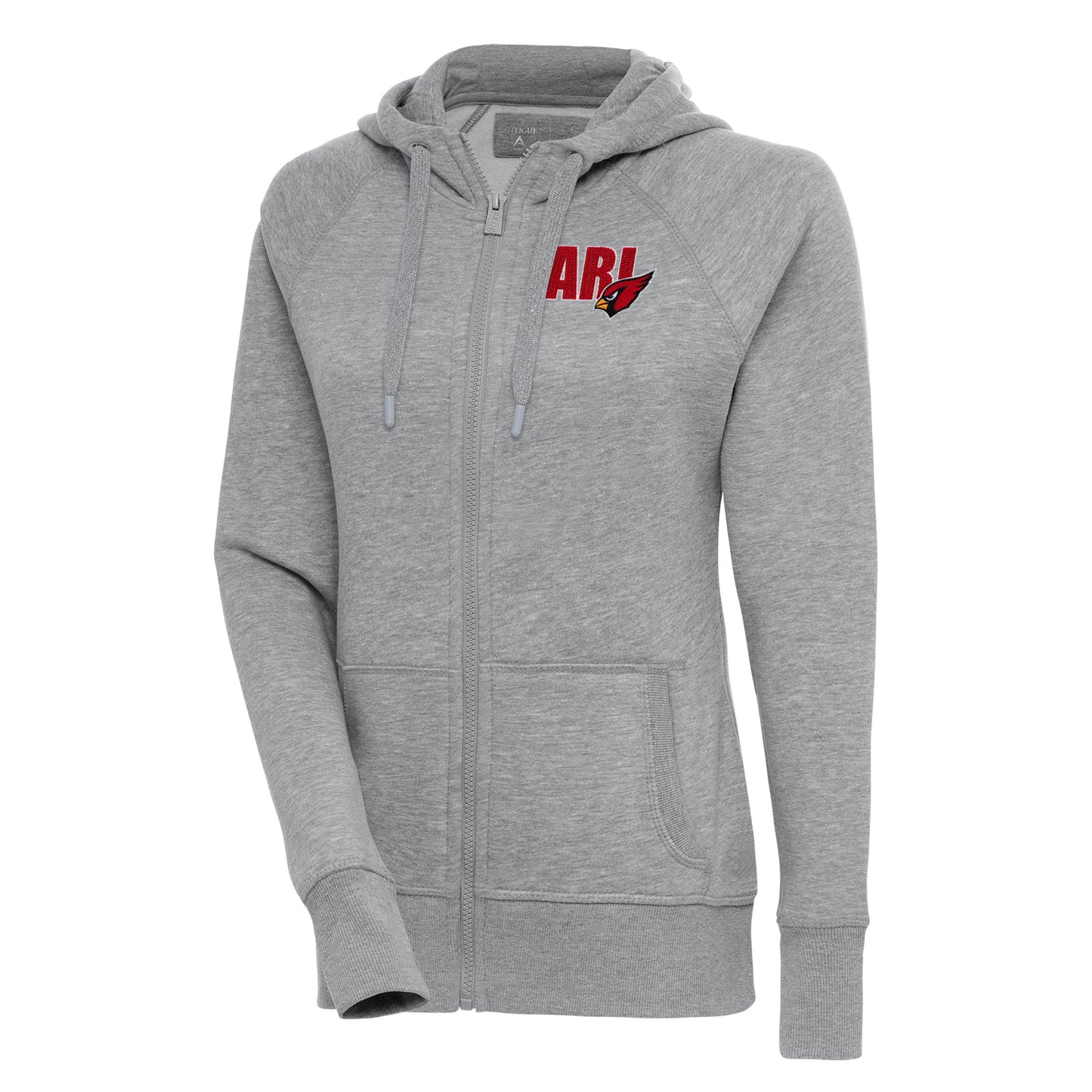 Women's Antigua  Heather Gray Arizona Cardinals Victory Full-Zip Hoodie