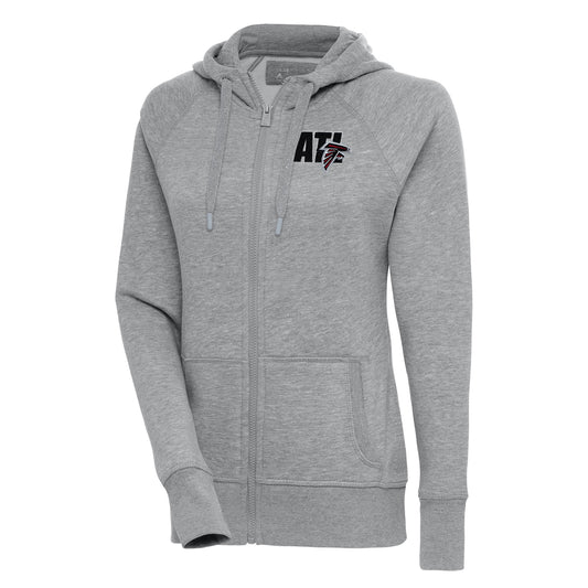 Women's Antigua  Heather Gray Atlanta Falcons Victory Full-Zip Hoodie