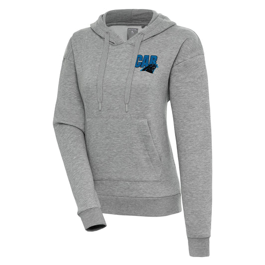 Women's Antigua  Heather Gray Carolina Panthers Victory Pullover Hoodie