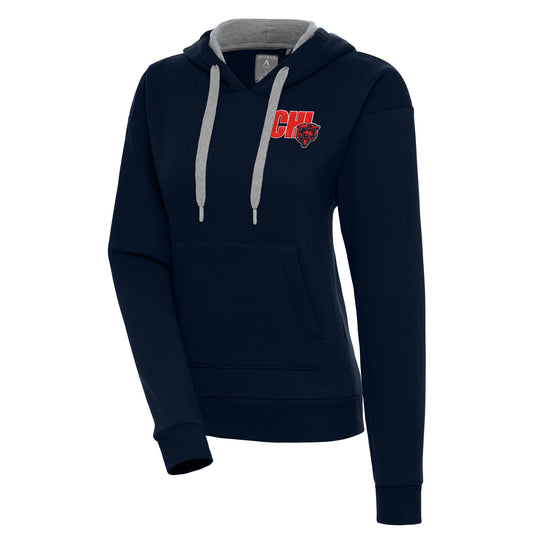 Women's Antigua  Navy Chicago Bears Victory Pullover Hoodie