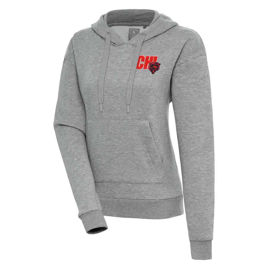Women's Antigua  Heather Gray Chicago Bears Victory Pullover Hoodie