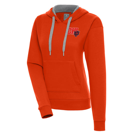 Women's Antigua  Orange Chicago Bears Victory Pullover Hoodie