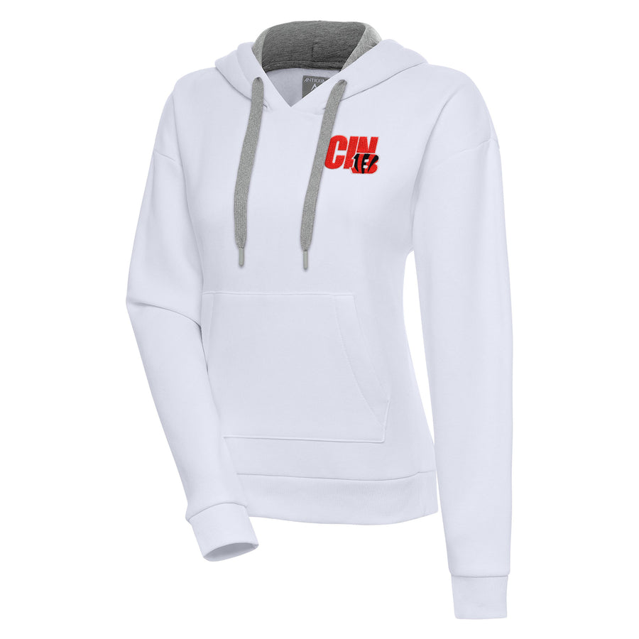 Women's Antigua  White Cincinnati Bengals Victory Pullover Hoodie