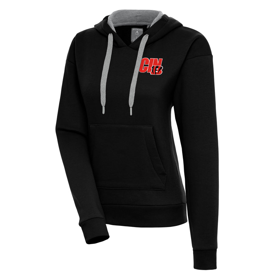 Women's Antigua  Black Cincinnati Bengals Victory Pullover Hoodie
