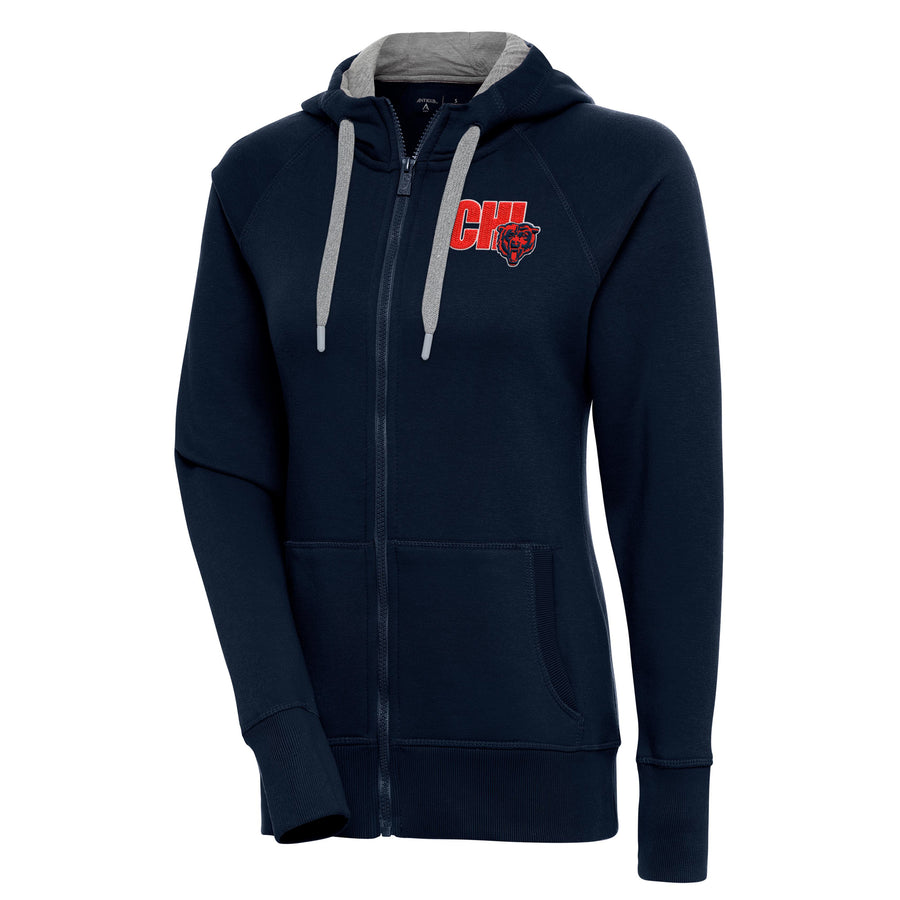 Women's Antigua  Navy Chicago Bears Victory Full-Zip Hoodie