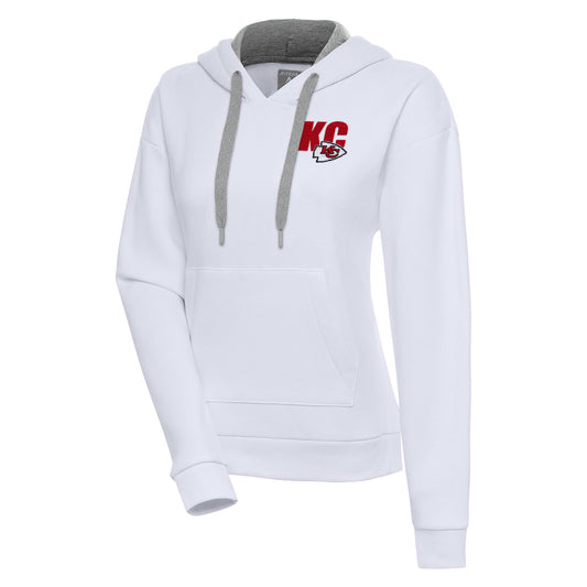 Women's Antigua  White Kansas City Chiefs Victory Pullover Hoodie