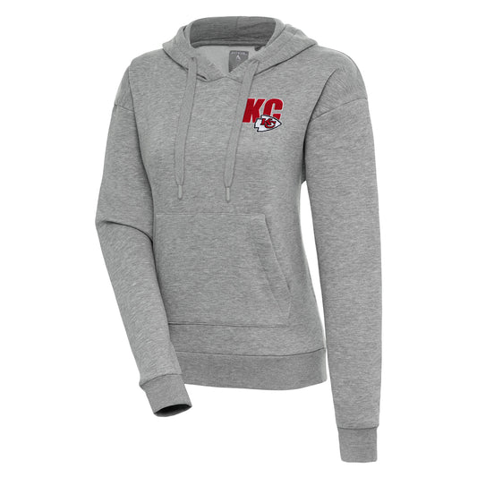 Women's Antigua  Heather Gray Kansas City Chiefs Victory Pullover Hoodie