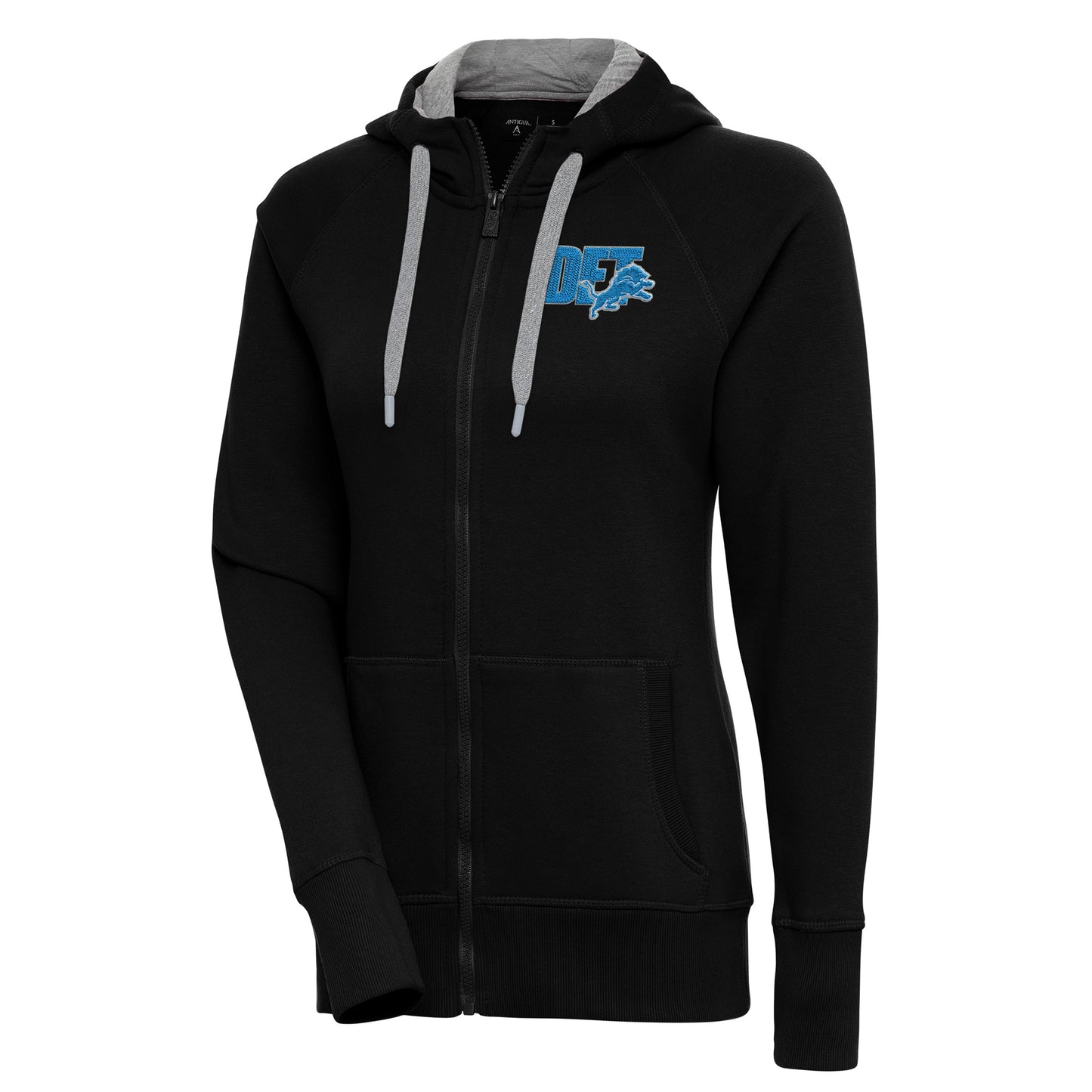 Women's Antigua  Black Detroit Lions Victory Full-Zip Hoodie