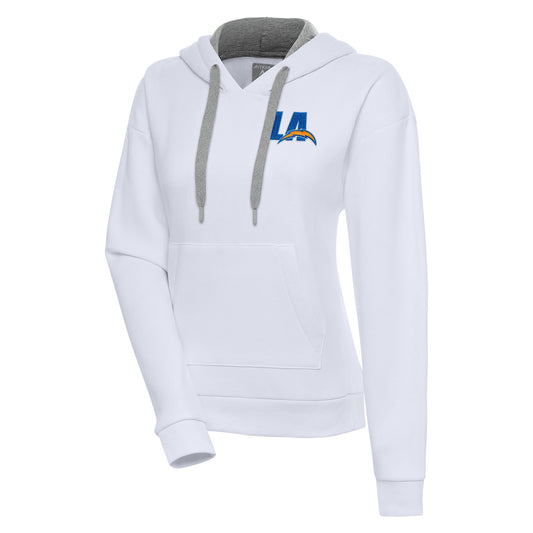 Women's Antigua  White Los Angeles Chargers Victory Pullover Hoodie