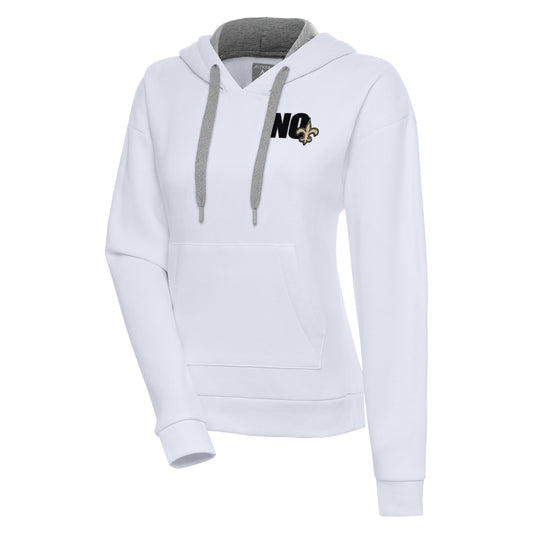 Women's Antigua  White New Orleans Saints Victory Pullover Hoodie