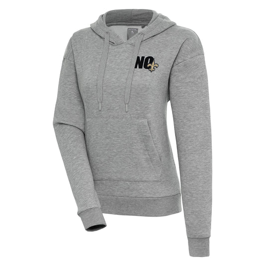 Women's Antigua  Heather Gray New Orleans Saints Victory Pullover Hoodie