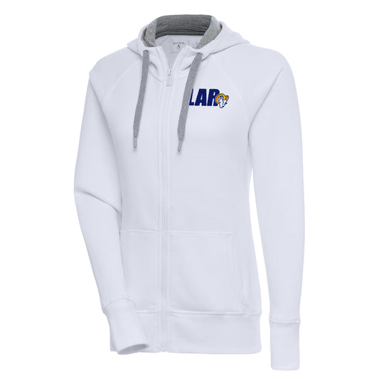 Women's Antigua Bone Los Angeles Rams Victory Full-Zip Hoodie