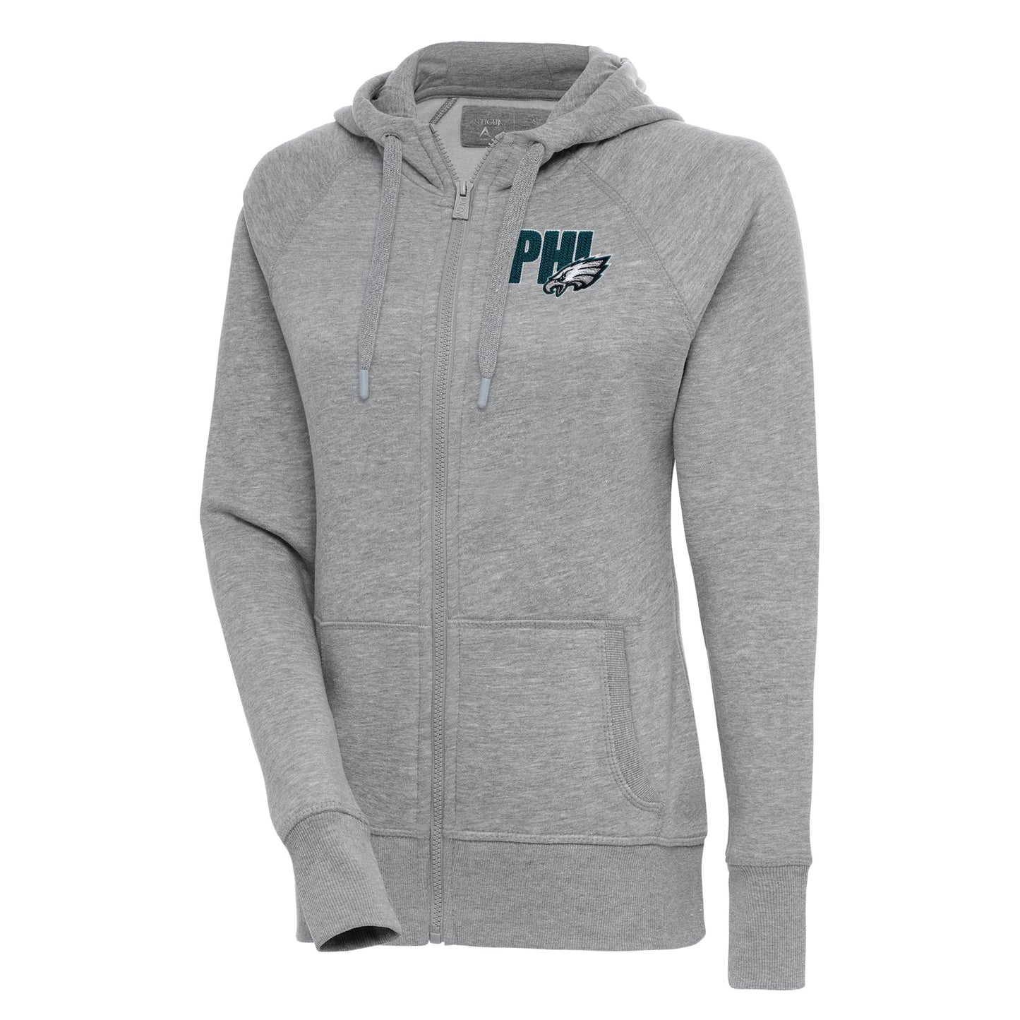 Women's Antigua  Heather Gray Philadelphia Eagles Victory Full-Zip Hoodie