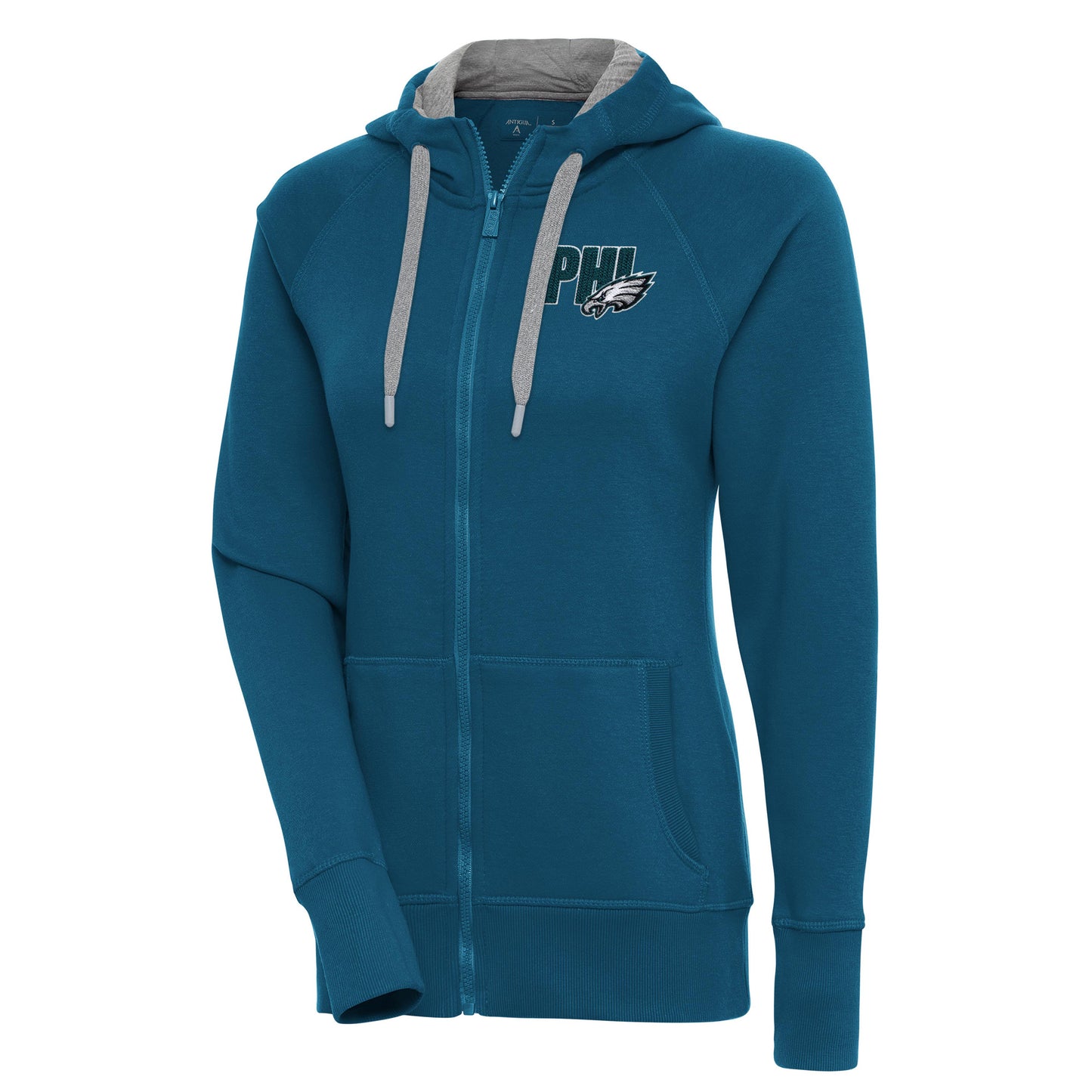 Women's Antigua Midnight Green Philadelphia Eagles Victory Full-Zip Hoodie