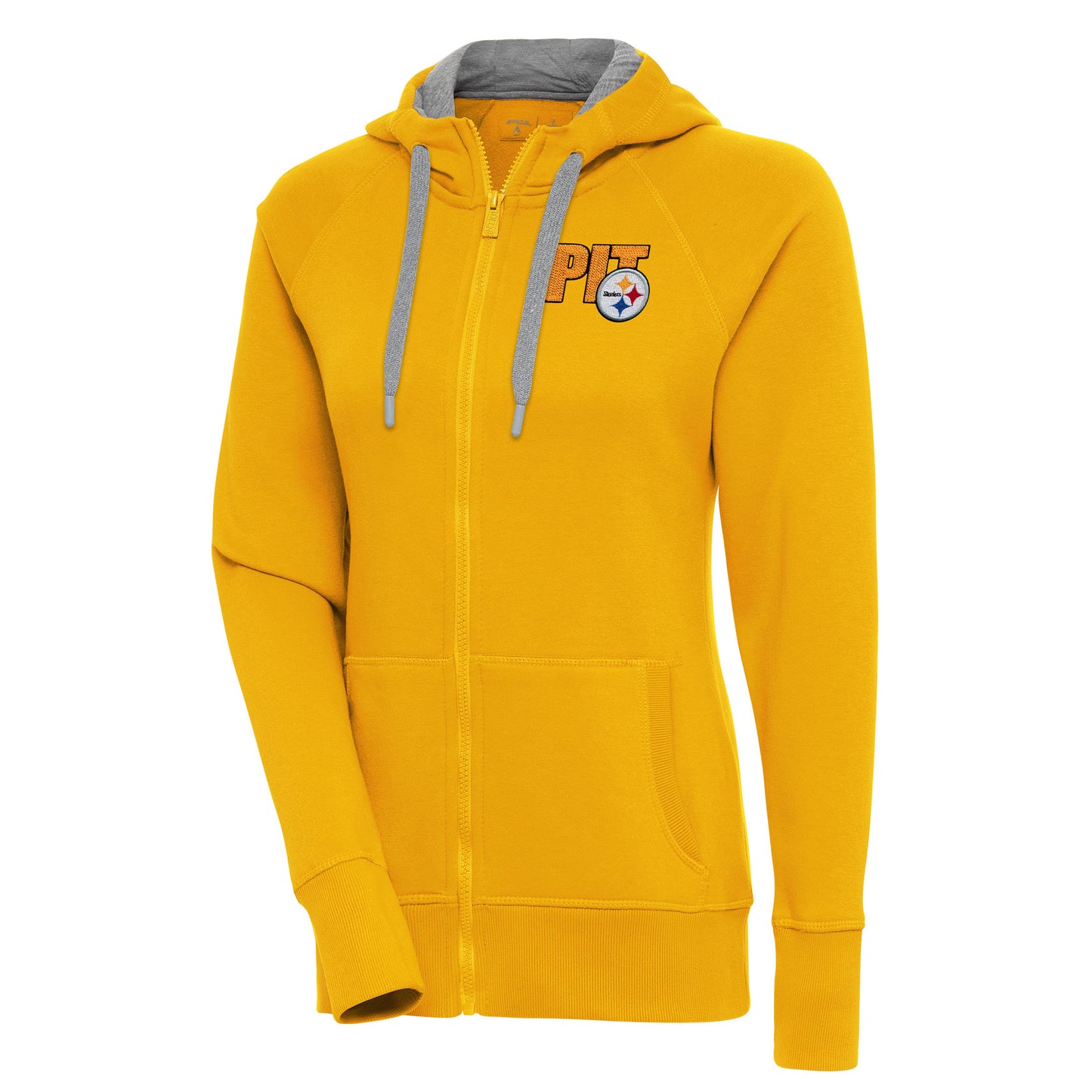 Women's Antigua  Gold Pittsburgh Steelers Victory Full-Zip Hoodie