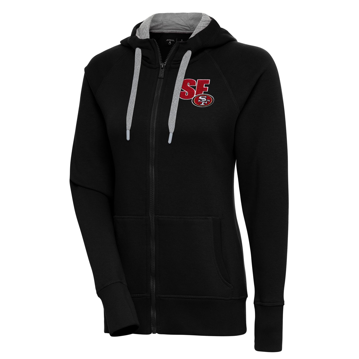 Women's Antigua  Black San Francisco 49ers Victory Full-Zip Hoodie