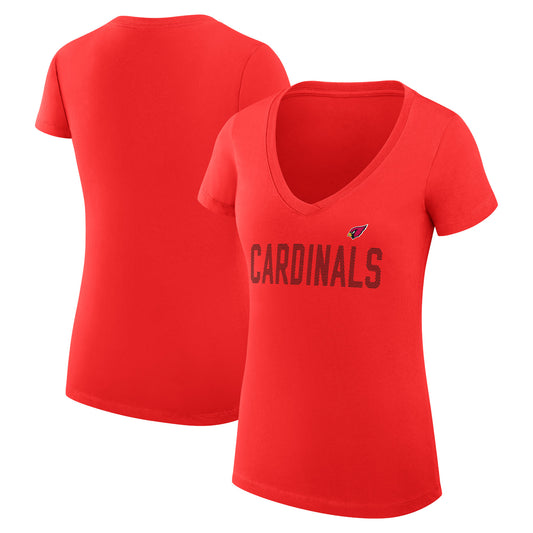 Women's G-III 4Her by Carl Banks Cardinal Arizona Cardinals Dot Print V-Neck Fitted T-Shirt