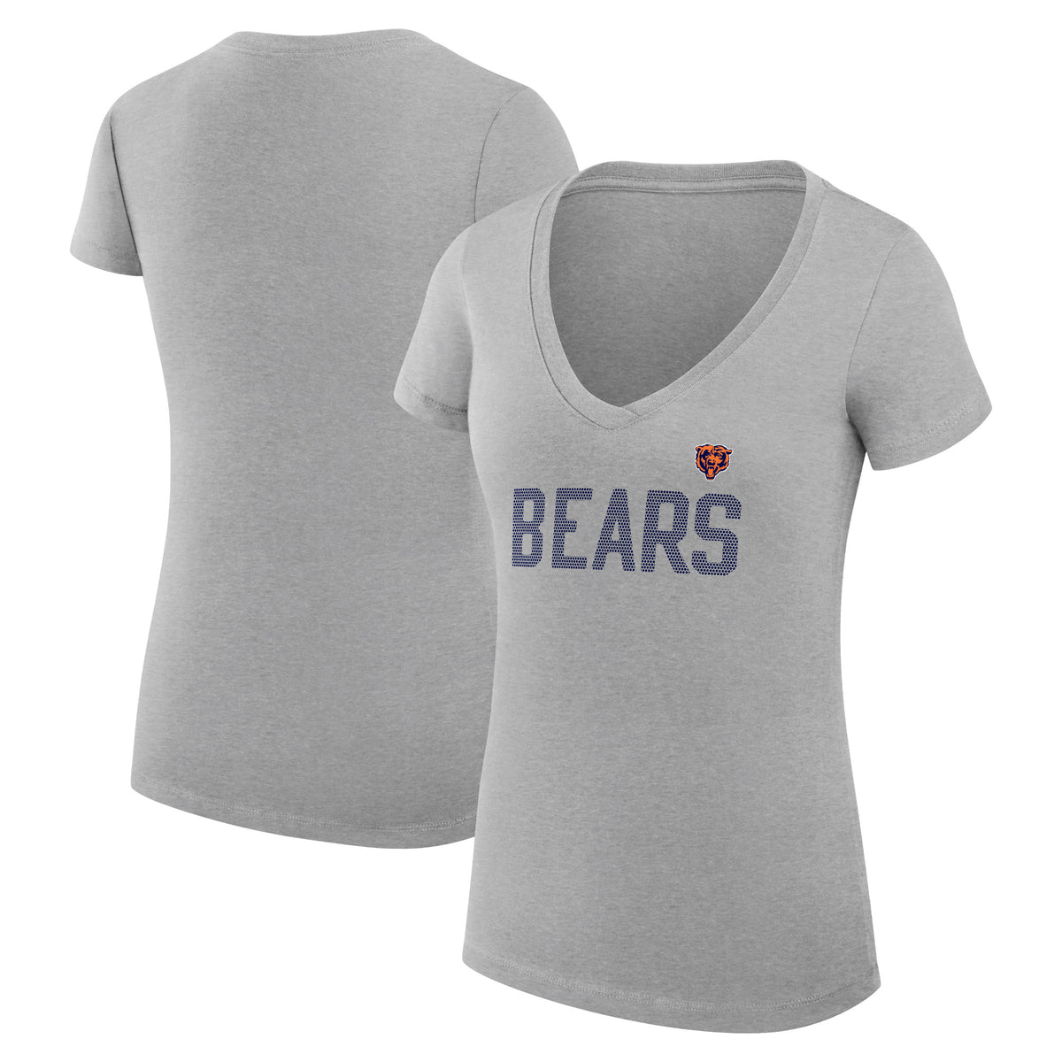 Women's G-III 4Her by Carl Banks Heather Gray Chicago Bears Dot Print V-Neck Fitted T-Shirt