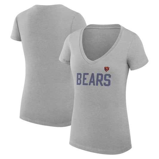 Women's G-III 4Her by Carl Banks Heather Gray Chicago Bears Dot Print V-Neck Fitted T-Shirt