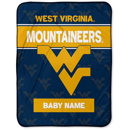 Chad & Jake West Virginia Mountaineers  30" x 40" Personalized Baby Blanket