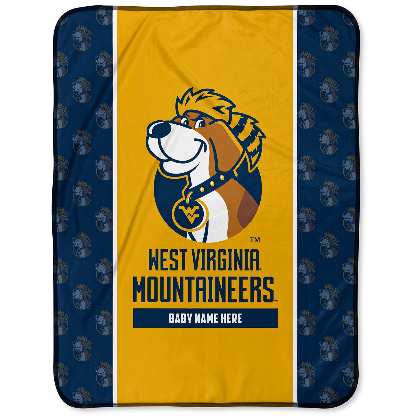 Chad & Jake West Virginia Mountaineers  30" x 40" Personalized Baby Blanket