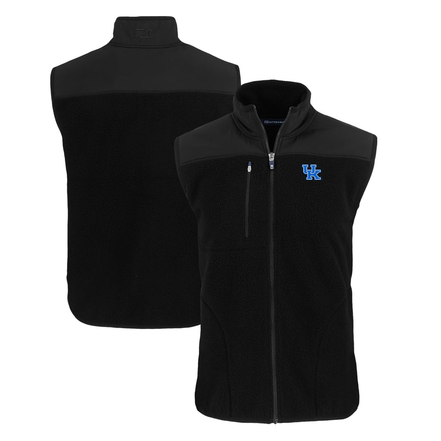 Men's Cutter & Buck  Black Kentucky Wildcats Big & Tall Cascade Eco Sherpa Fleece Full-Zip Vest