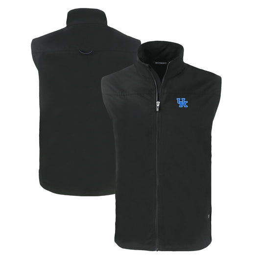 Men's Cutter & Buck  Black Kentucky Wildcats Big & Tall Charter Eco Full-Zip Vest