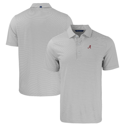 Men's Cutter & Buck  Gray/White Alabama Crimson Tide Big & Tall Forge Eco Double Stripe Stretch Recycled Polo