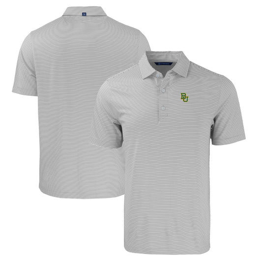 Men's Cutter & Buck  Gray/White Baylor Bears Big & Tall Forge Eco Double Stripe Stretch Recycled Polo