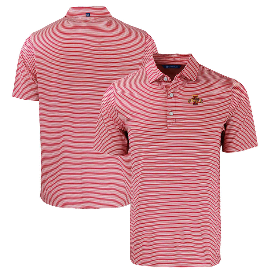 Men's Cutter & Buck Cardinal/White Iowa State Cyclones Big & Tall Forge Eco Double Stripe Stretch Recycled Polo