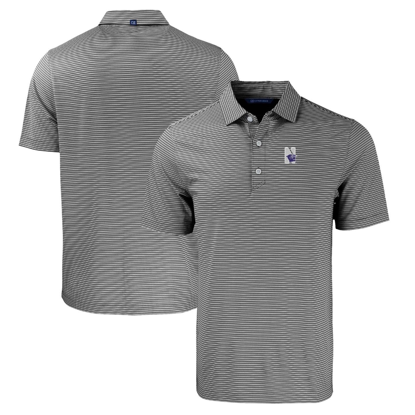 Men's Cutter & Buck  Black/White Northwestern Wildcats Big & Tall Forge Eco Double Stripe Stretch Recycled Polo